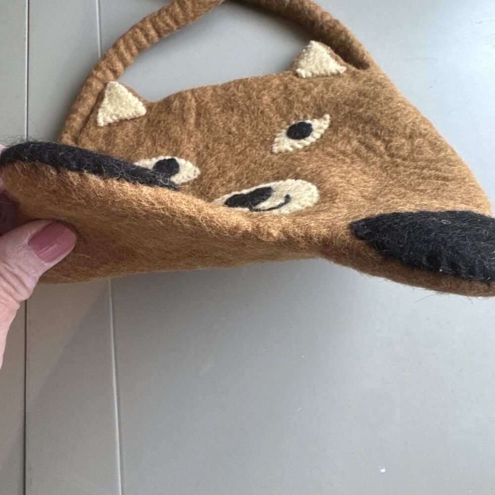 Earth Divas Felted Wool Bag, Brown bear Fair Trade Made - Picture 8 of 11